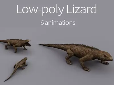 animated reptile lizard Low-poly 3D model