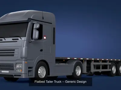 Generic Heavy trucks - Flatbed Trailer Cement Mixer Construction 3D Model Pack