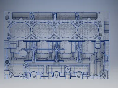 v8 engine block 3D model
