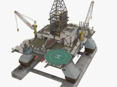 Oil Platform 3D model 7