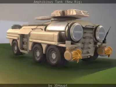 Amphibious Tank New Rig  Free low-poly 3D model