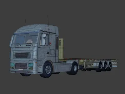 Generic Semi Trailer Flatbed Truck with Modern Design 3D model