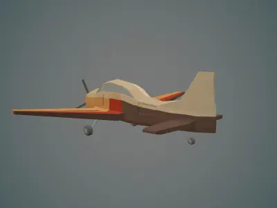 Airplane cartoon - 03 Low-poly 3D model
