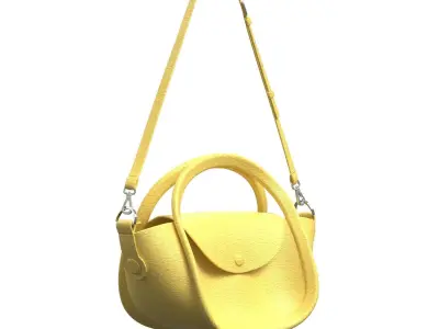 Yellow Leather Tote Bag 3D model
