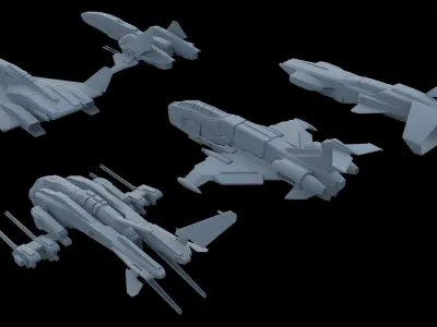 Sci Fi SET -  Aircraft Spaceship 3D model