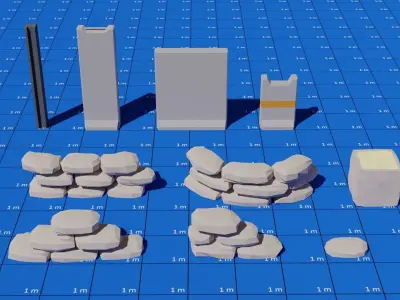 Low poly Military Base Low-poly 3D model