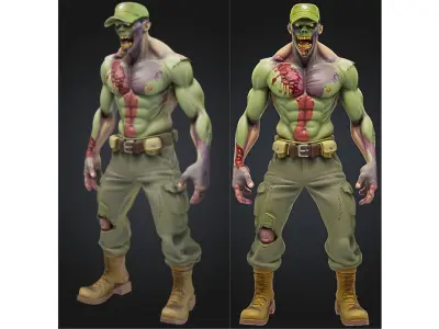 Military Zombie Soldier Warrior Low-poly 3D model