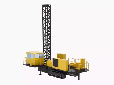 Drill Rig Construction M45 Simplified Low-poly 3D model