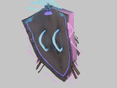 Neon Cyber Lion Low-poly 3D model