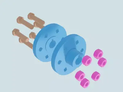 LowPoly - Flanged Coupling  Low-poly 3D model