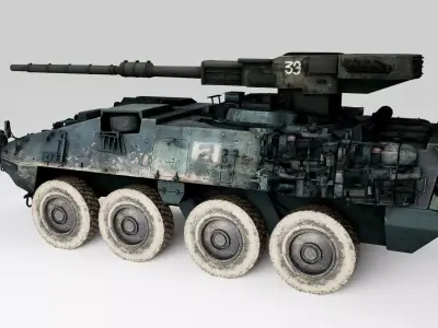 Stryker armored vehicle with gun Low-poly 3D model