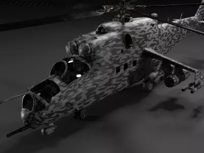  Highly detailed Mi24 combat helicopter 3D model