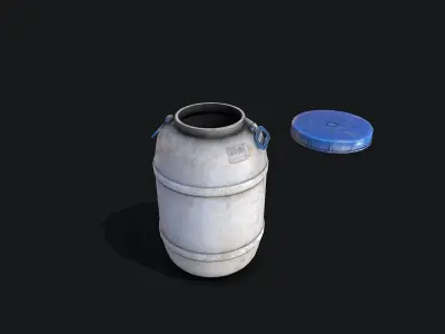White plastic Barrel Low-poly 3D model