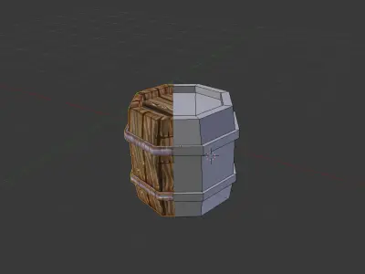 Wooden barrel Low-poly 3D model 8