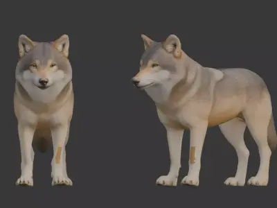 Wolf Miniature Low-poly 3D model