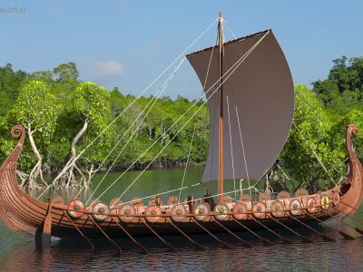  Viking Drakkar Sail Raised 