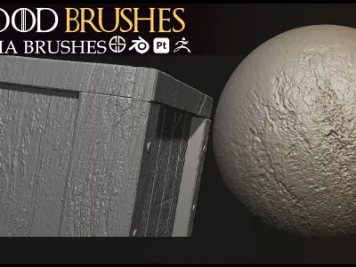 31 Wood Brush-Blender Brush-Zbrush Brush-Alpha Brushes-Vol 4 Free 3D model