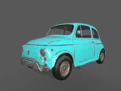 Fiat 500 Vintage Low-poly 3D model