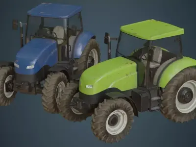 Tractor 1B Low-poly 3D model
