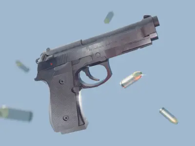Beretta 92 Pistol Low-poly 3D model