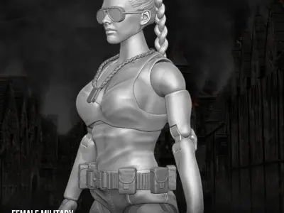 Female Military full Action figure 3D printable Files 3D print model
