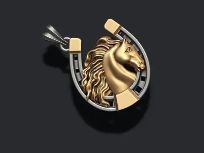 Horse with horseshoe pendant 3D print model