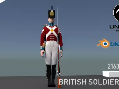 British LINE INFANTERY 1800 Low-poly 3D model