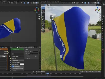 Animated Bosnia and Herzegovina Flags 3D model