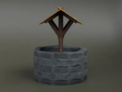 Medival stylized well Free low-poly 3D model