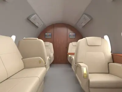 Bombardier Challenger 350 with Interior and Cockpit 3D model