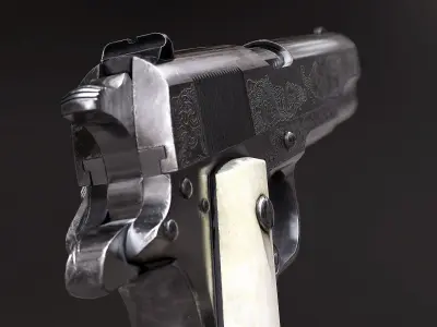 Colt 1911 Black and Chrome - Model and Textures Low-poly 3D model