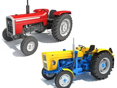 Old Vintage Farm Tractors 3D Model Pack
