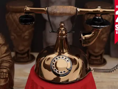 Best realistic antique telephone model 3D model