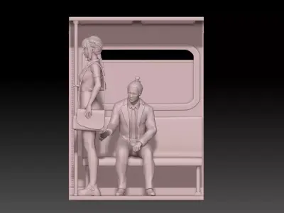 Office girl on the train 3D print model