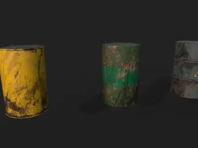 Rusty Metal Barrels Low-poly 3D model