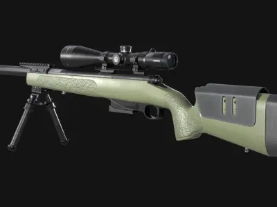 FN SPR A3G Sniper Rifle - Game Asset Low-poly 3D model