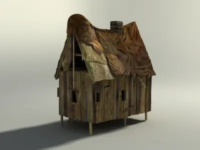 Shacks part 1 Low-poly 3D model