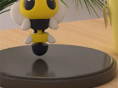 Bee Kawaii Articulated Version and Keychain 3D print model
