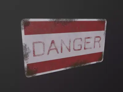 Danger sign 3D Model Low-poly 3D model