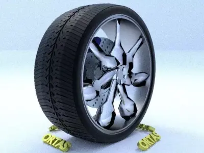 ORTAS CAR RIM 66 GAME READY RIM TIRE AND DISC 3D model