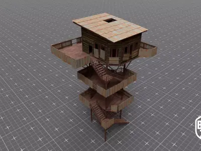 Watch Tower Low-poly 3D model get