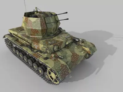 Flakpanzer IV Wirbelwind Low-poly 3D model