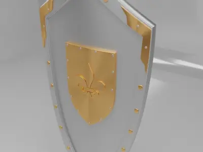 Medieval Kite Shield with Fleur-de-lis emblem Free 3D model