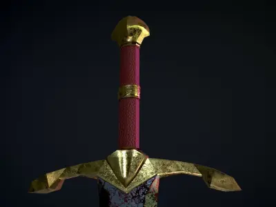 Medieval Sword Low-poly 3D model 7