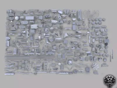 Sci-Fi Industrial Piece  Kitbash Collection 3D model
