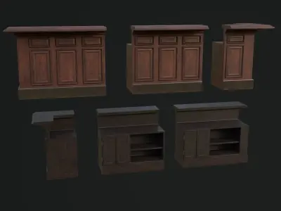 Vintage Bar Props Low-poly 3D model