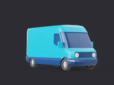 Delivery Van Blue Modern Stylized Low-poly 3D model
