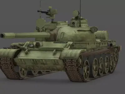  T 55A Obr 1974 Battle Tank 3D Model Soviet Army Cold War  Low-poly 3D model