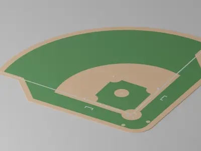Cartoon Lovely Baseball Field Low-poly 3D model