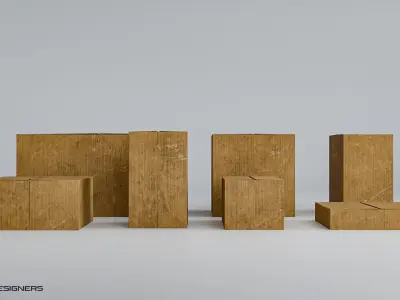 Cardboard Box Low-poly 3D model 3
